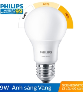 BÓNG ĐÈN PHILIPS LED 3 CẤP ĐỘ CHIẾU SÁNG 9W 3000K E27 – ÁNH SÁNG VÀNG